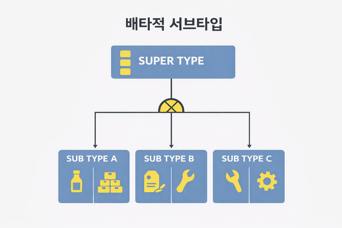 배타적 서브타입(Exlusive Subtype) 테이블 설계와 백엔드 구현